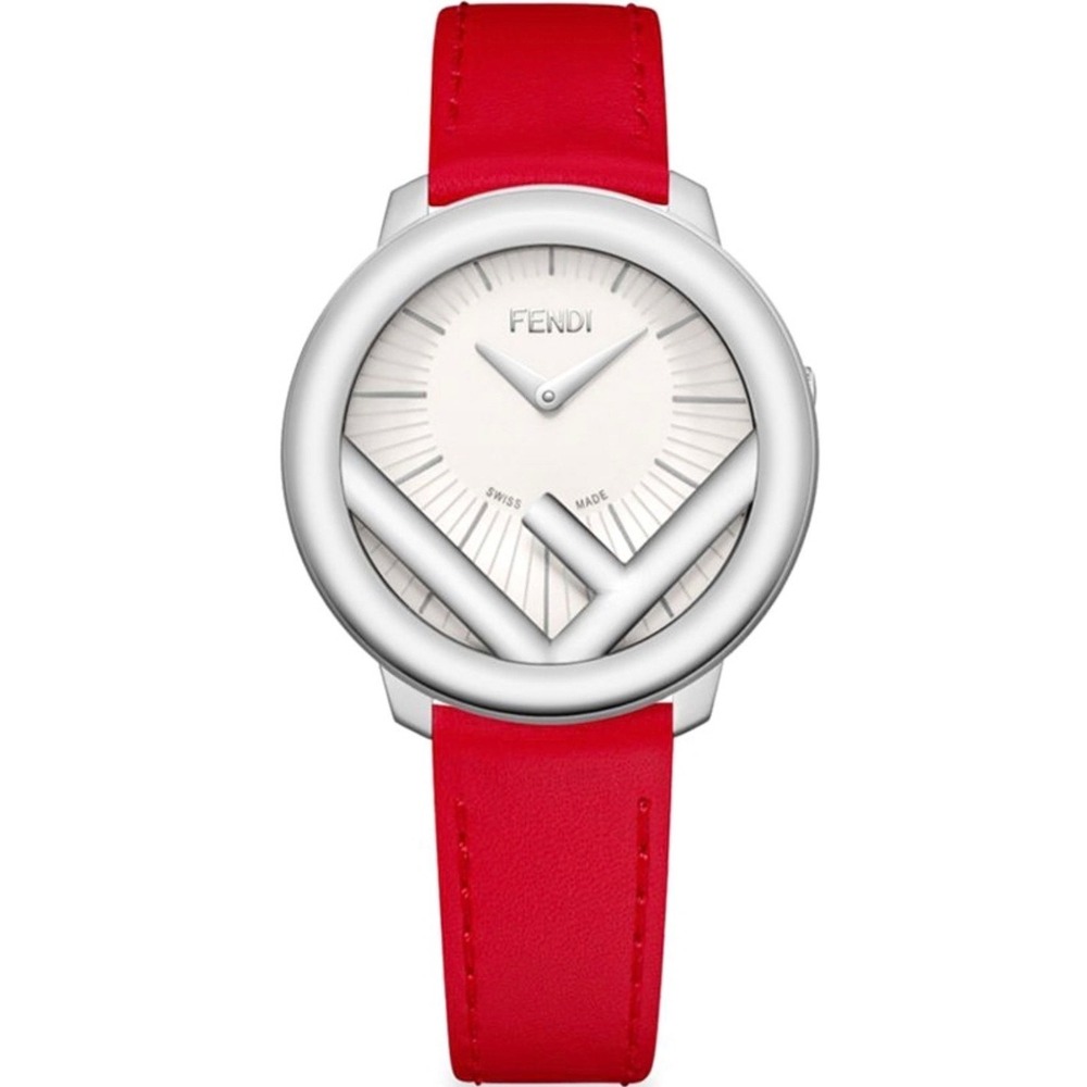 Fendi Run Away Watch 28mm Stainless Steel Red Leather Strap NEW - Picture 4 of 12